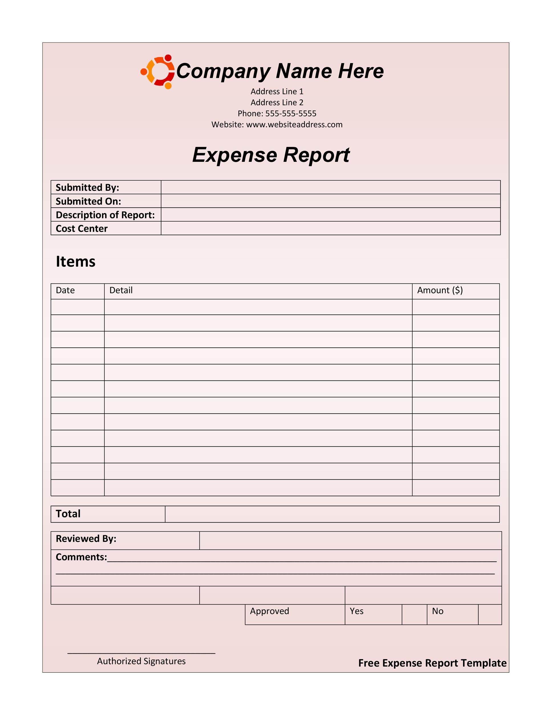 free printable expense report template free printable expense report template