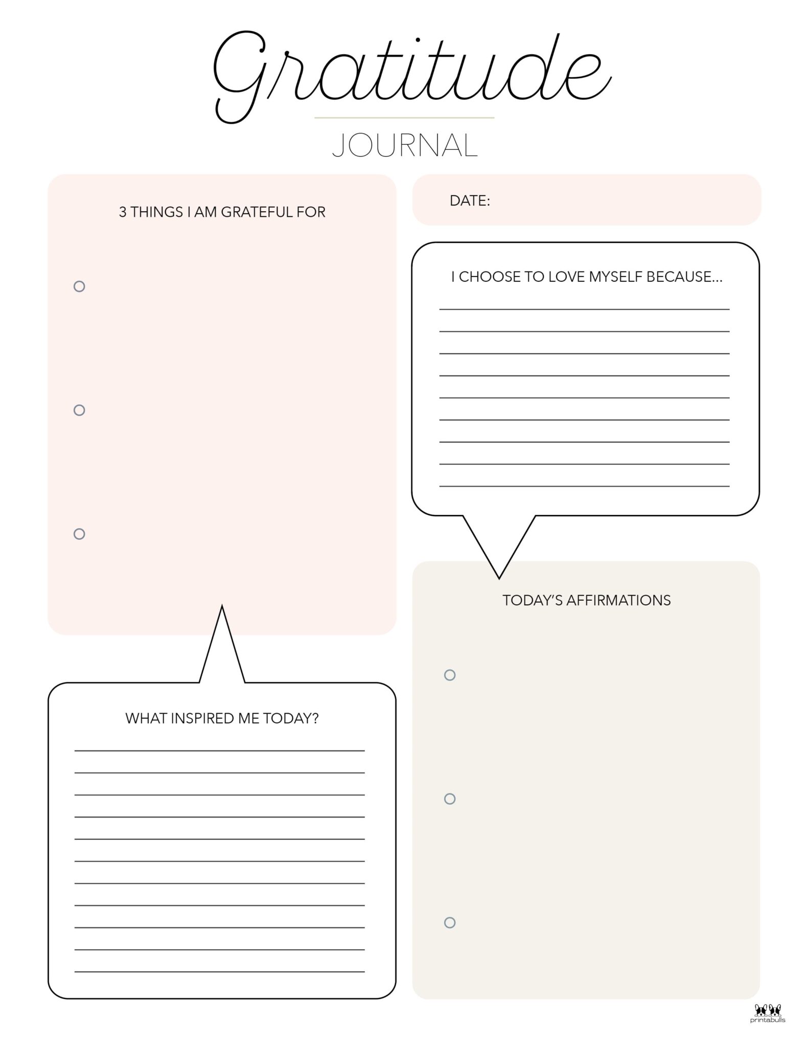 free printable gratitude journal pages