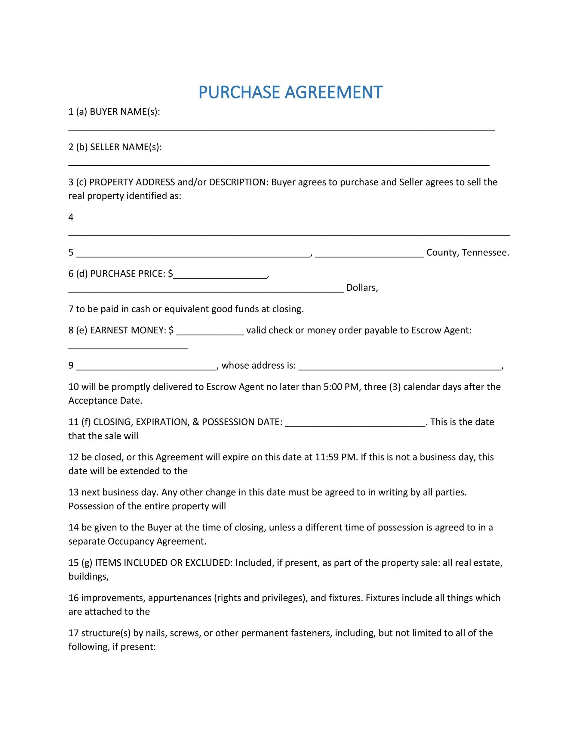 free printable home purchase agreement free printable home purchase agreement
