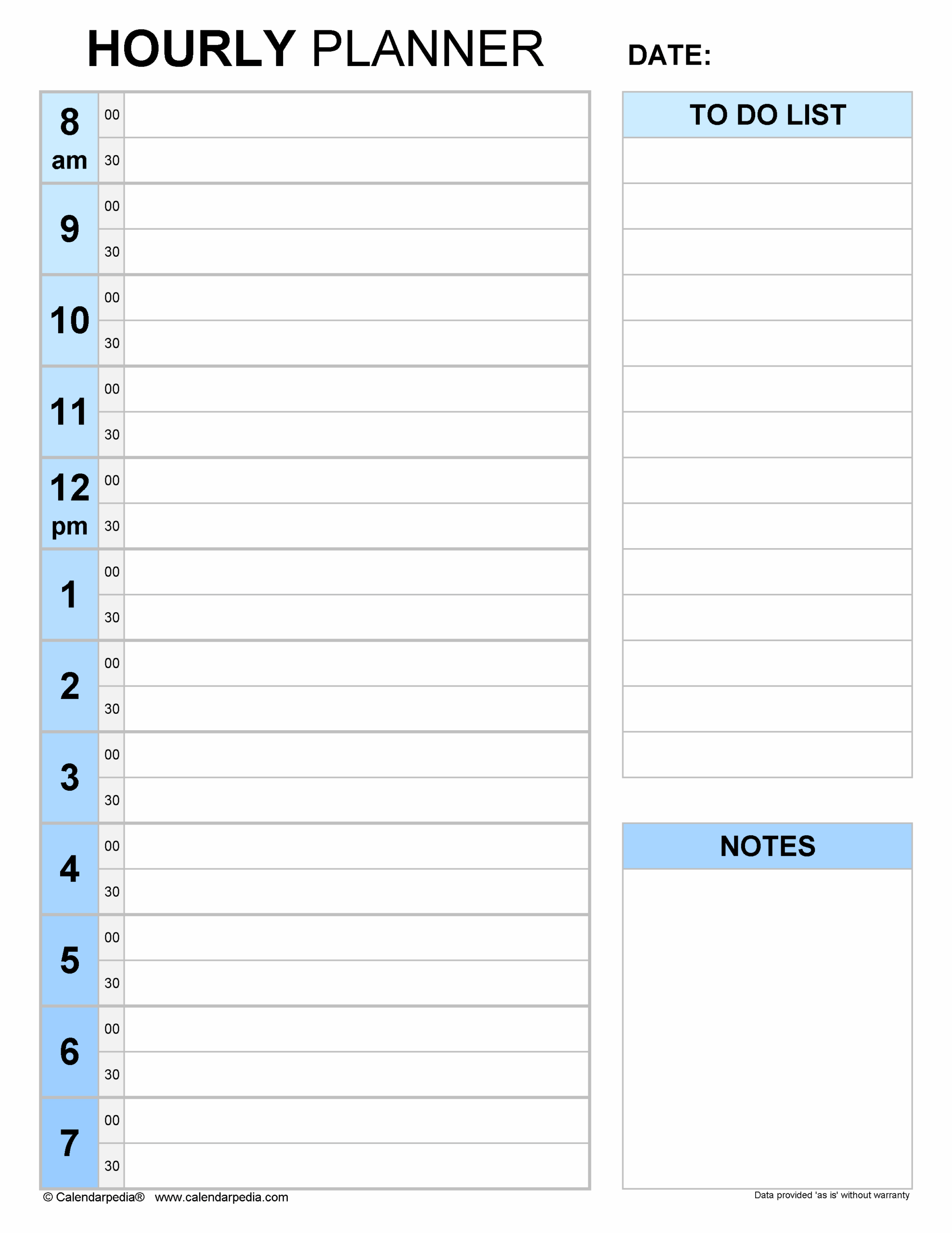 free printable hourly weekly planner
