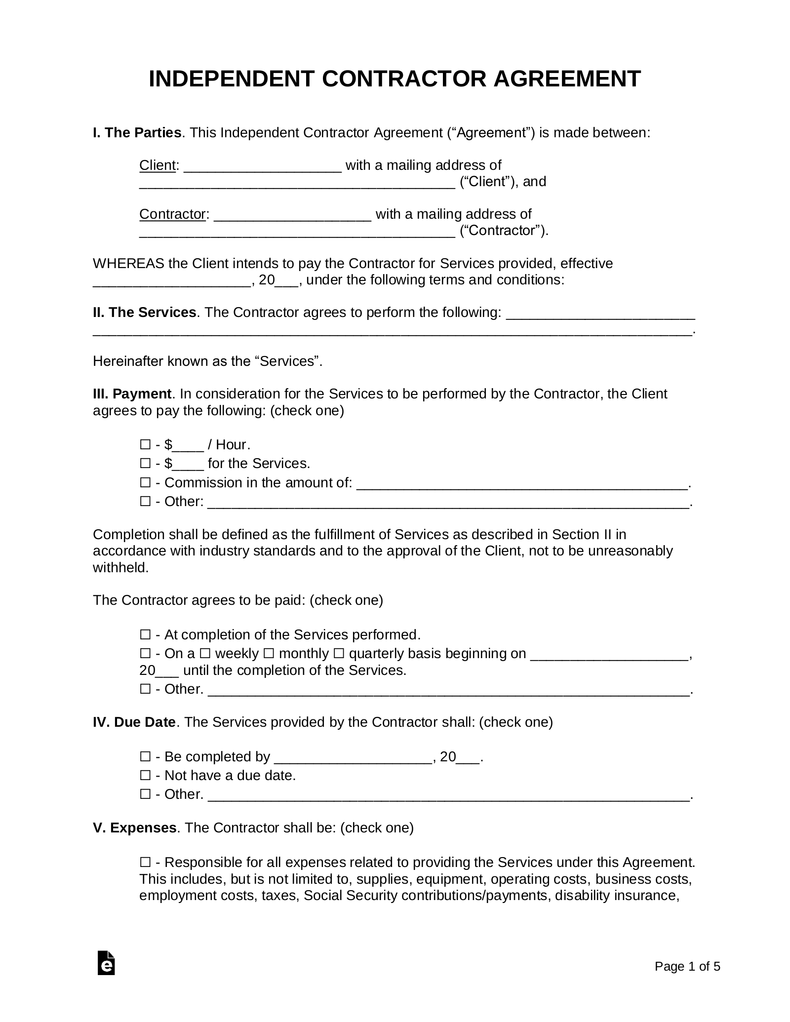 free printable independent contractor forms free printable independent contractor forms
