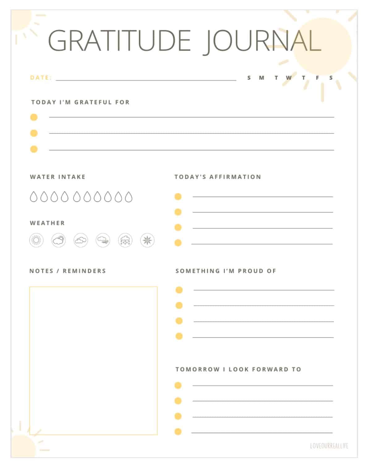gratitude journal template free download