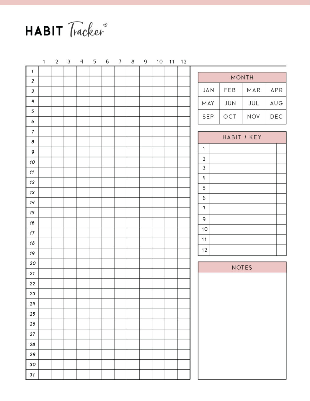 habit tracker printable habit tracker printable