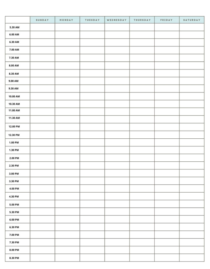 hourly planner template google sheets