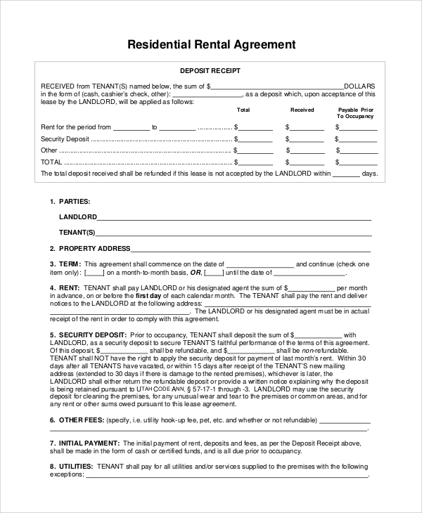 house for rent agreement sample
