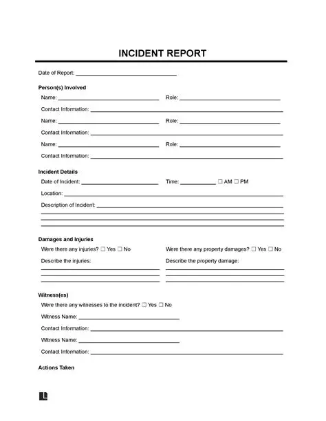 incident report template australia