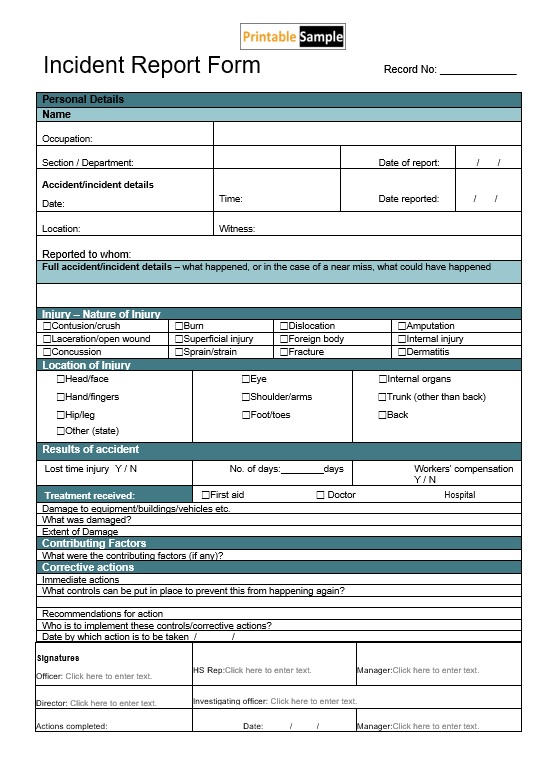 incident report template pdf