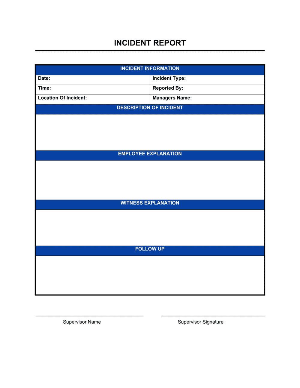 incident report template word