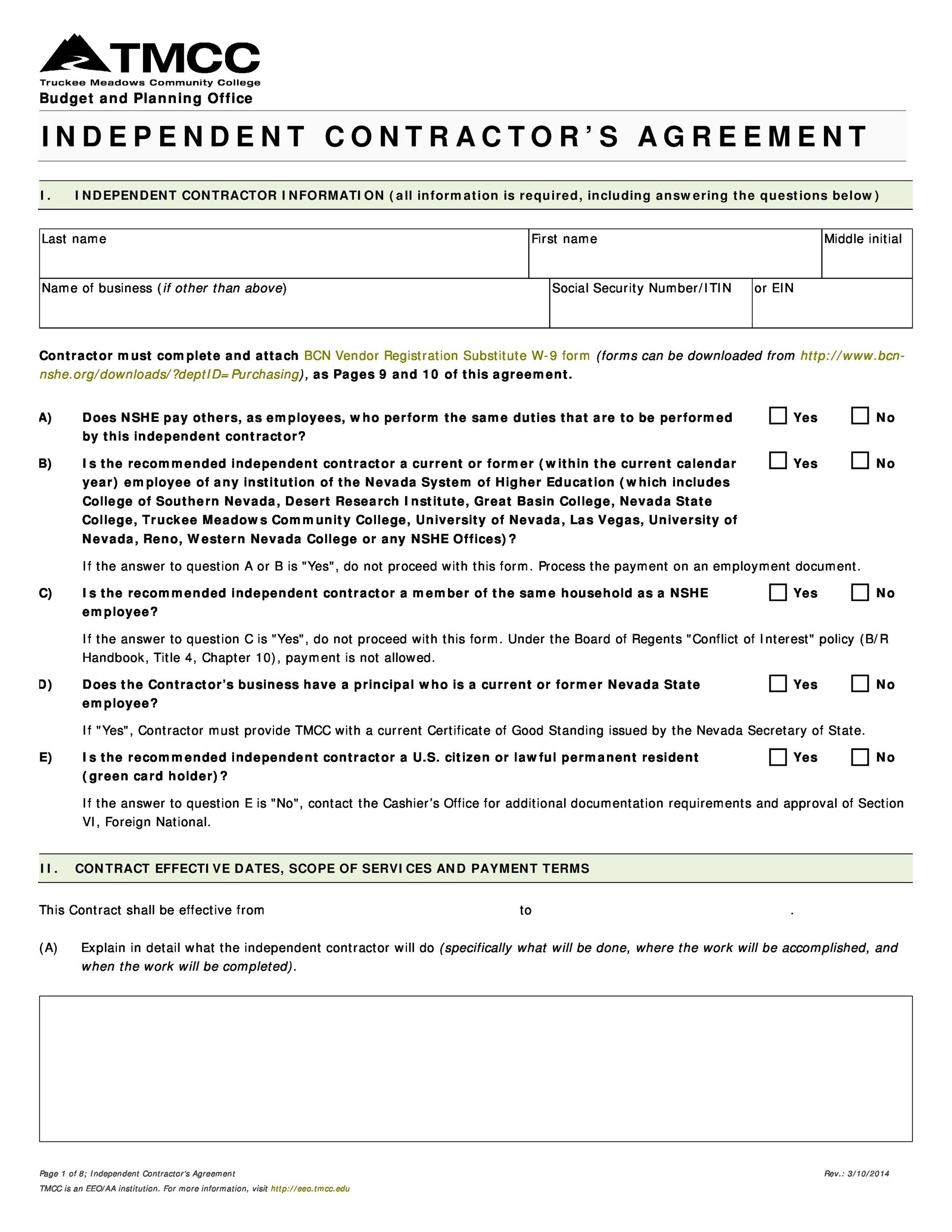 independent contractor contract example independent contractor contract example