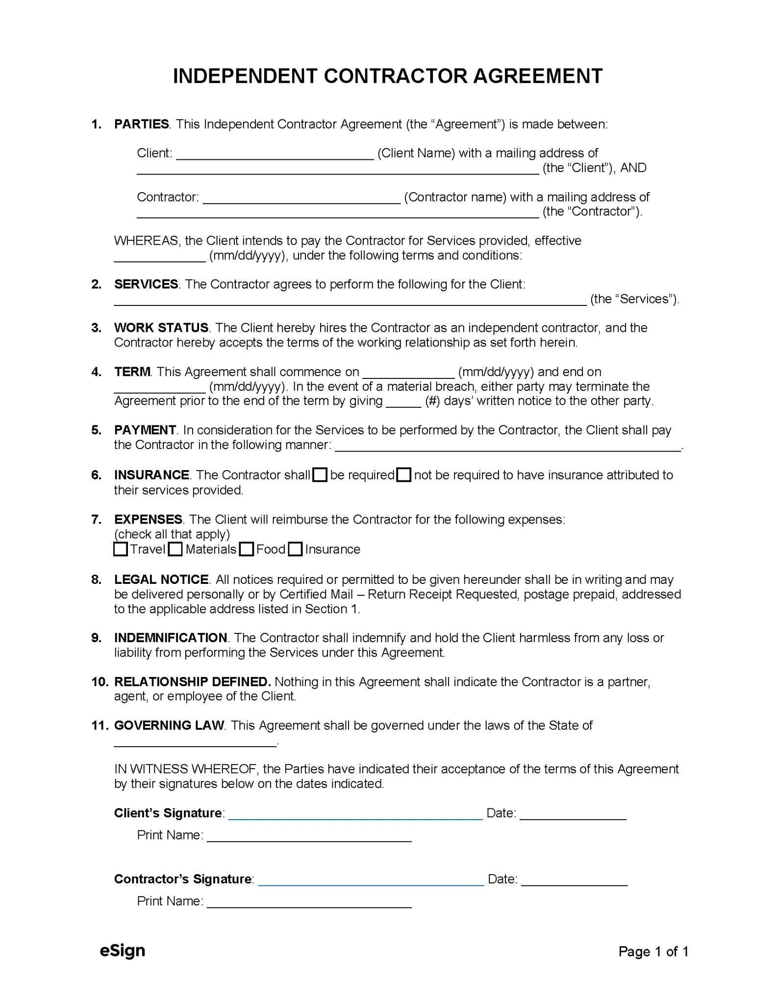 independent employment contract template independent employment contract template