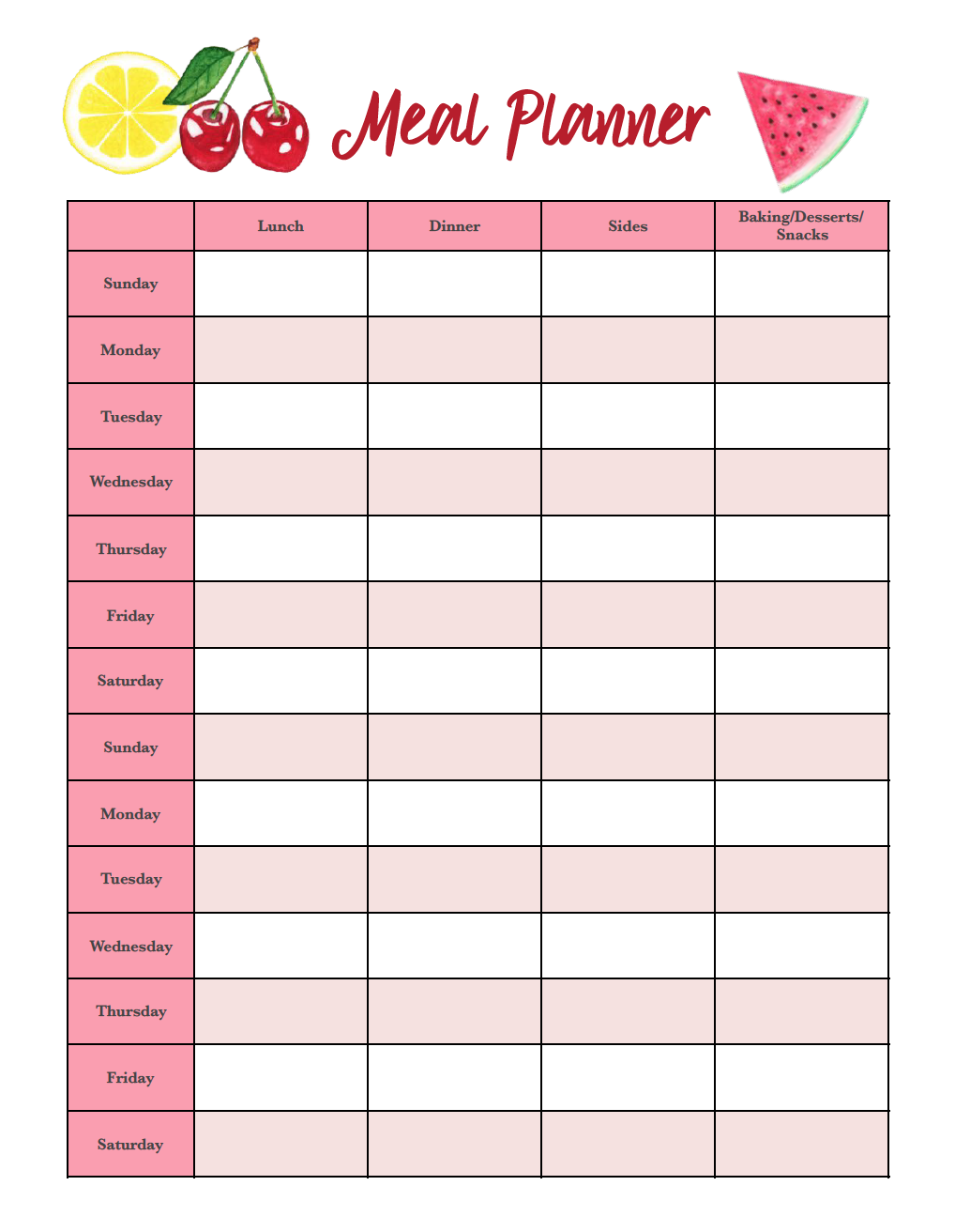 meal plan template editable meal plan template editable