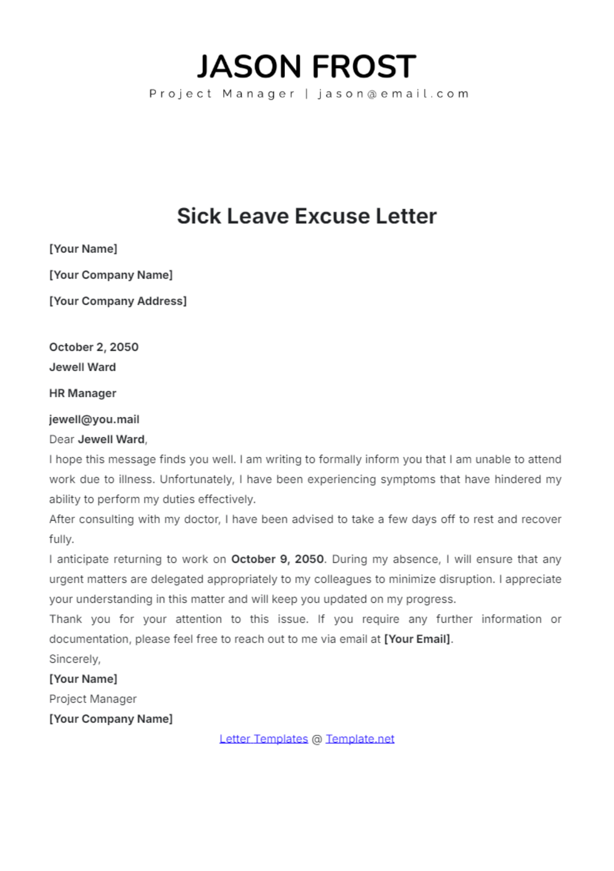 sample of formal excuse letter sample of formal excuse letter