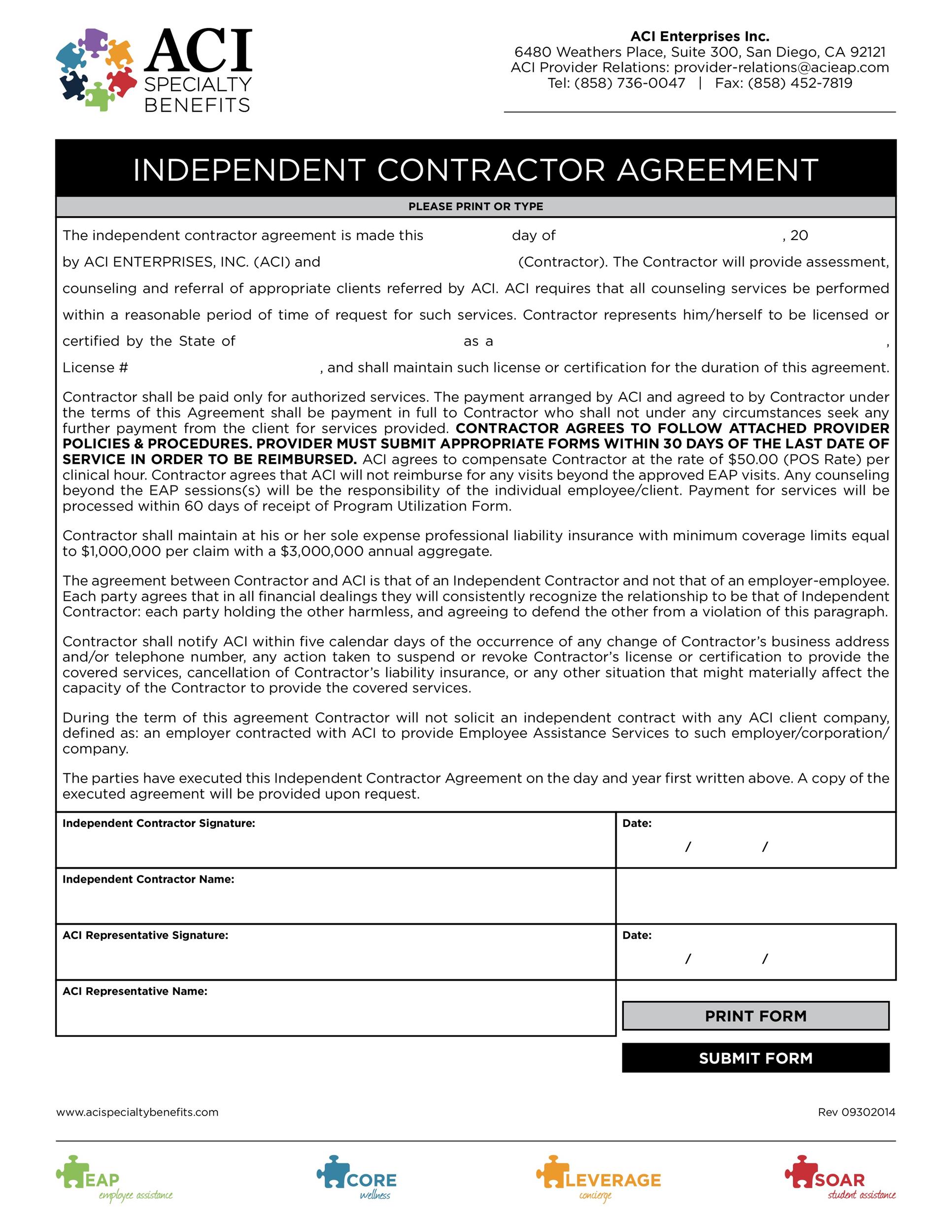 samples of independent contractor agreement samples of independent contractor agreement