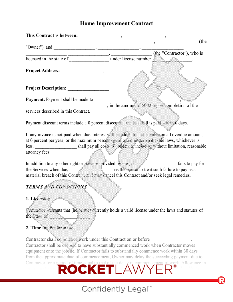 simple remodeling contract template